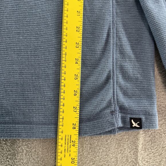 Eddie Bauer Sweater Mens M Blue Ultrasoft Thermal Henley Waffle Crew Neck L/S - Picture 10 of 12